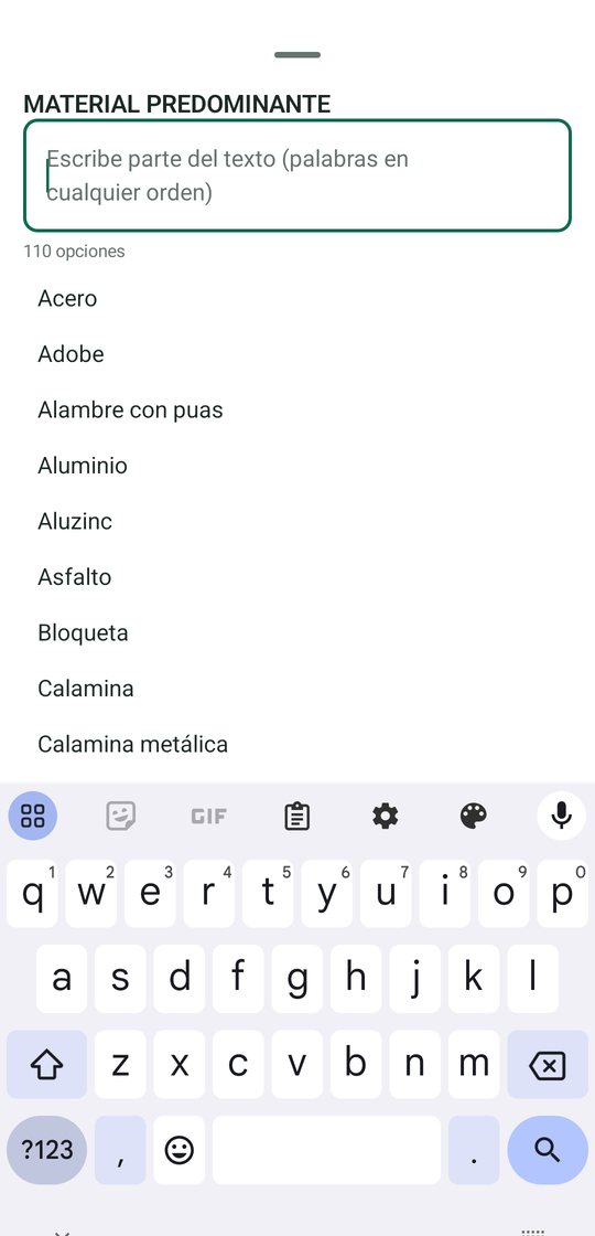Lista de opciones con buscador
