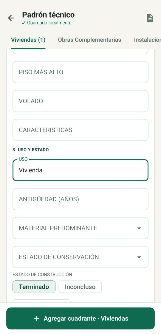 Cuadrante Vivienda 1 del padrón técnico