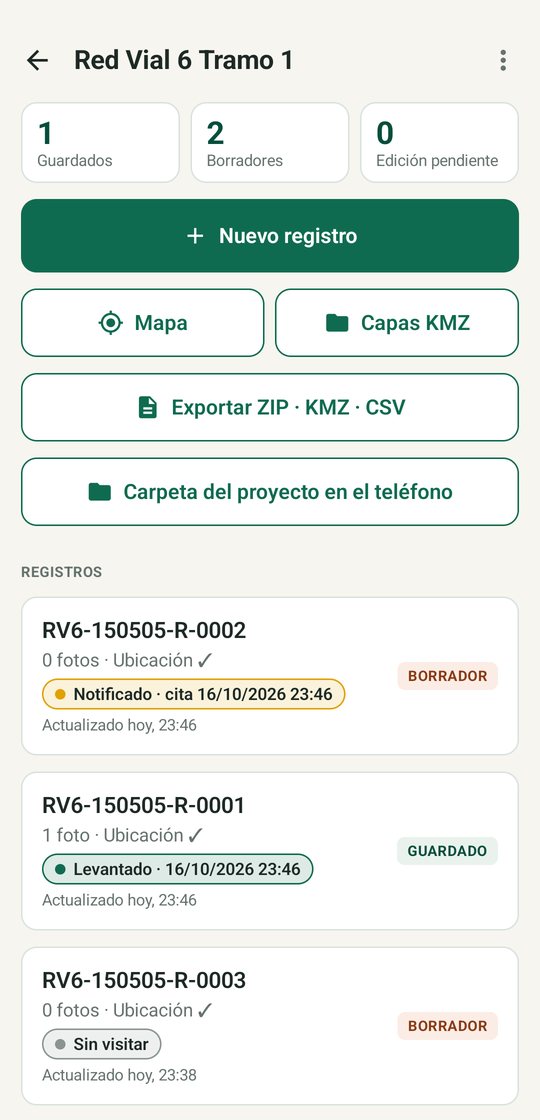 Pantalla del proyecto con contadores, botones y registros
